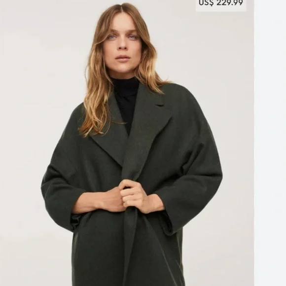 Mango Wool Coat Khaki XS - Picture 2 of 4